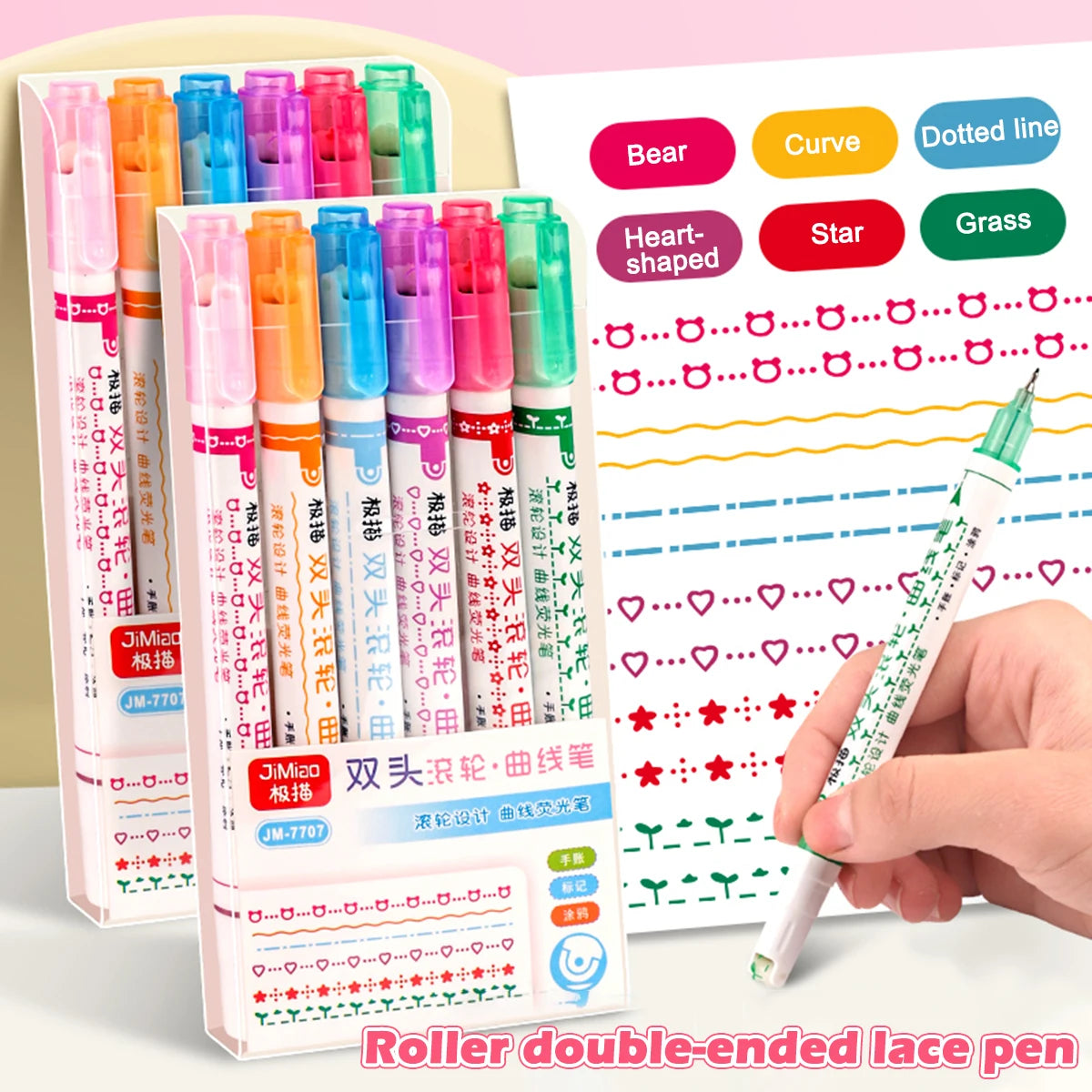 3/6 Colors Double Pentips  Multicolor Contour Curve Marker Pen Student Creative  Highlighters  Stationery school office supplies