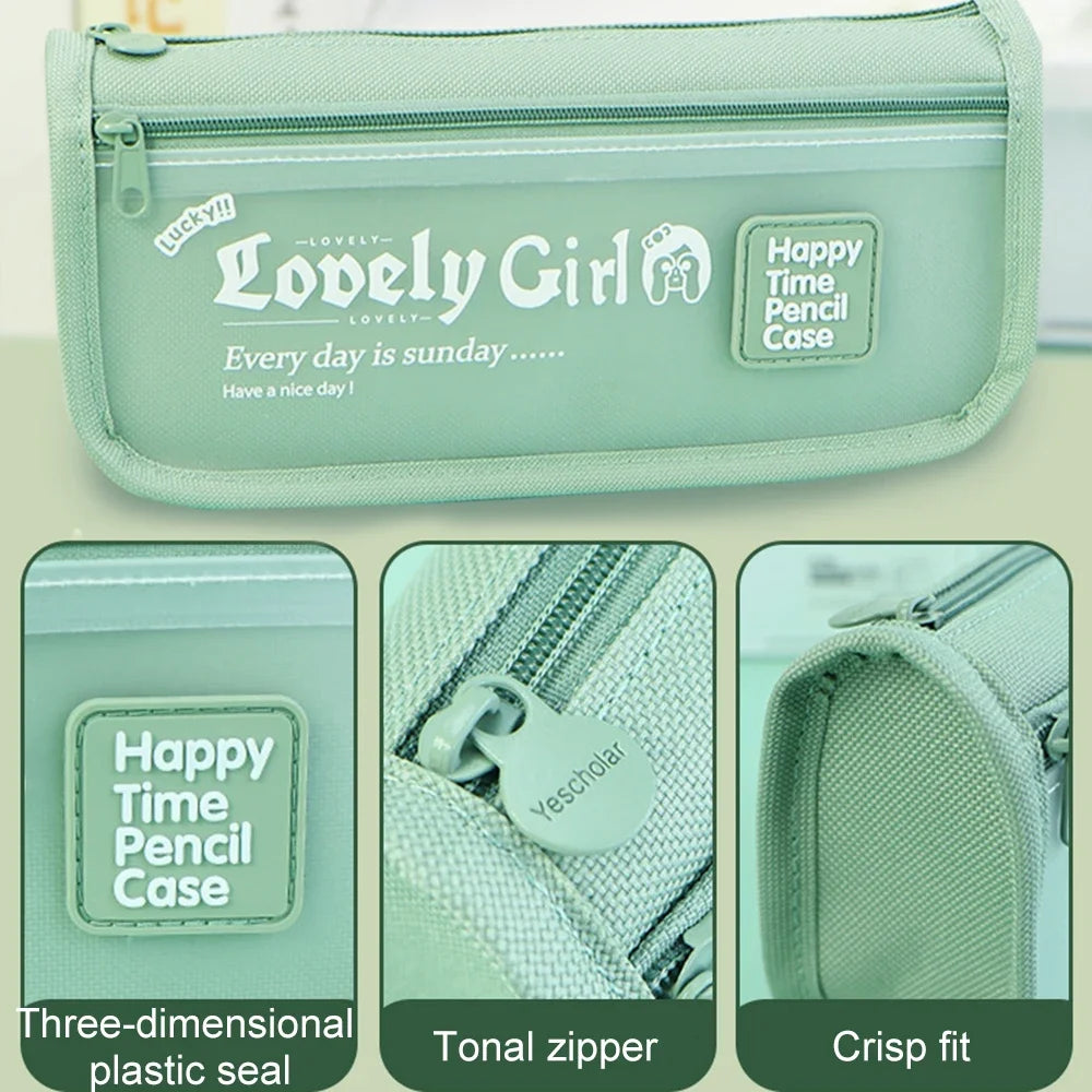 The New Large Capacity Pencil Case Is Available in Four Colors for Students To Choose From As A Simple Bag School Stationery